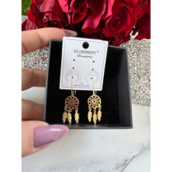 1095 Złote kolczyki BLUEBERRY ŁAPACZE SNÓW STAL