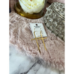 809 Złote kolczyki BLUEBERRY KRZYŻE KRZYŻ STAL