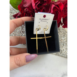 391 Złote kolczyki BLUEBERRY KRZYŻE KRZYŻ STAL