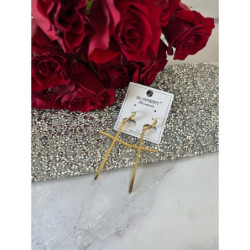 391 Złote kolczyki BLUEBERRY KRZYŻE KRZYŻ STAL