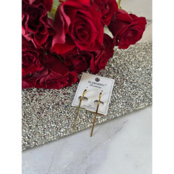 529 Złote kolczyki BLUEBERRY KRZYŻE KRZYŻ STAL