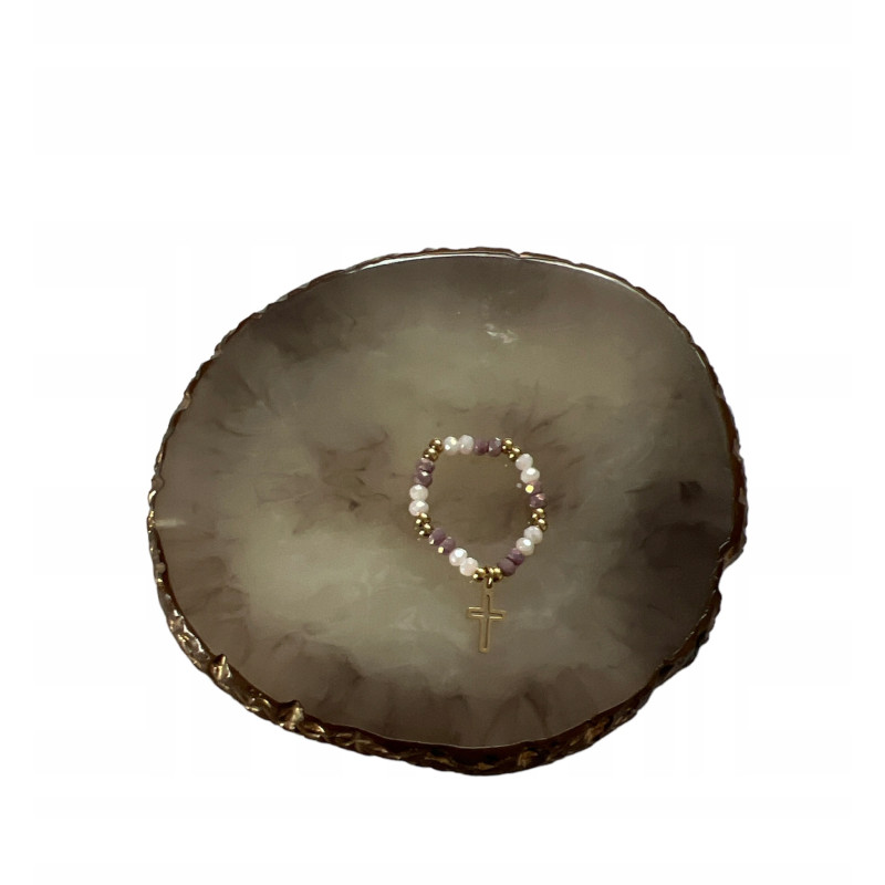 220 Pierścionek na gumce KRZYŻ KRZYŻYK STAL 316L