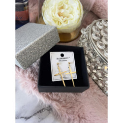 1104 Złote kolczyki BLUEBERRY KRZYŻE KRZYŻ STAL