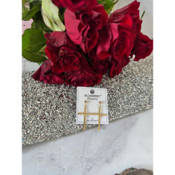 871 Złote kolczyki BLUEBERRY KRZYŻE KRZYŻ STAL 316