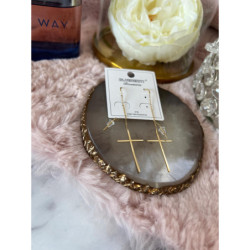 923 Złote kolczyki BLUEBERRY KRZYŻE KRZYŻ STAL 316