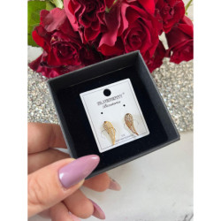 1163 Złote kolczyki BLUEBERRY SKRZYDŁA STAL 316L