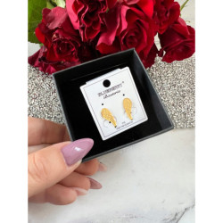 1298 Złote kolczyki BLUEBERRY SKRZYDŁA STAL 316L