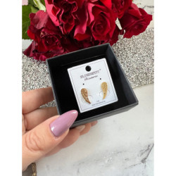 1018 Złote kolczyki BLUEBERRY SKRZYDŁA STAL 316L