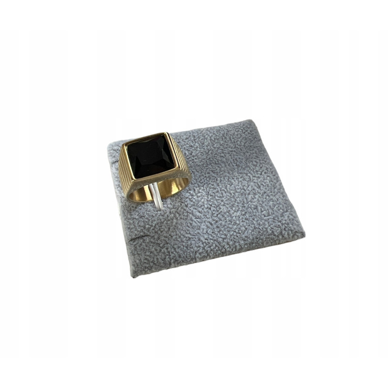 383 Złoty sygnet czarne oczko r 9/19