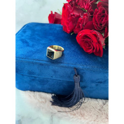 383 Złoty sygnet czarne oczko r 10/20