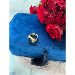 383 Złoty sygnet czarne oczko r 10/20