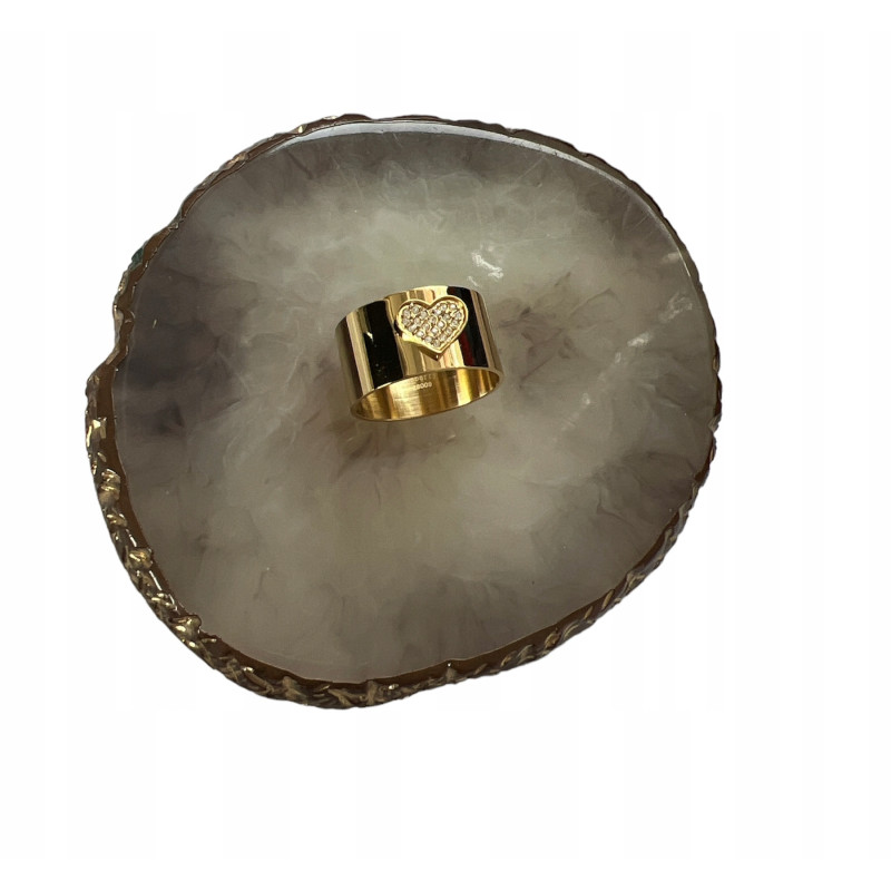 977 Pierścionek obrączka szeroka SERCE STAL r 6/16