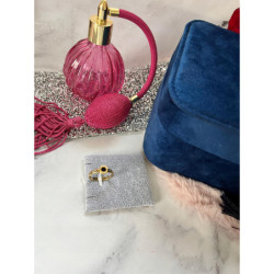 235 Pierścionek ZEGAR CZARNE OCZKO CYRKONIE r 6/16