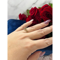 235 Pierścionek ZEGAR CZARNE OCZKO CYRKONIE r 6/16