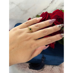 235 Pierścionek ZEGAR CZARNE OCZKO CYRKONIE r 6/16