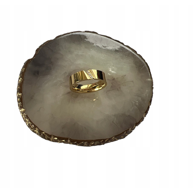 1164 Pierścionek obrączka szeroka CYRKONIE r 7/17