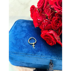 699 Pierścionek na gumce KRZYŻ KRZYŻYK STAL 316L