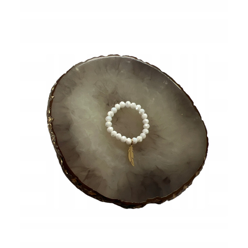 1241 Pierścionek na gumce PIÓRKO PIÓRO STAL 316L