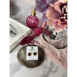 1191 Złote kolczyki BLUEBERRY KÓŁKA CZARNE STAL