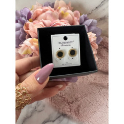 1191 Złote kolczyki BLUEBERRY KÓŁKA CZARNE STAL