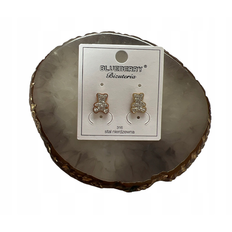 1124 Złote kolczyki BLUEBERRY NA PREZENT STAL
