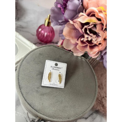 1047 Złote kolczyki BLUEBERRY PIÓRKO PIÓRO STAL