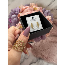 1047 Złote kolczyki BLUEBERRY PIÓRKO PIÓRO STAL