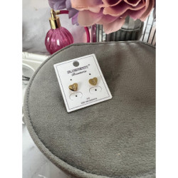 226 Złote kolczyki BLUEBERRY CYRKONIE SERCA STAL