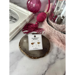 639 Złote kolczyki BLUEBERRY CYRKONIE SERCA STAL