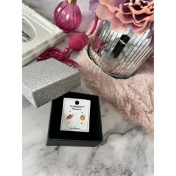 639 Złote kolczyki BLUEBERRY CYRKONIE SERCA STAL