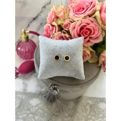 1207 Złote kolczyki wkrętki ZEGAR CZARNE stal SY