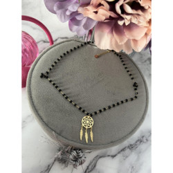 633 Naszyjnik różaniec KORALIKI ŁAPACZ SNÓW STAL