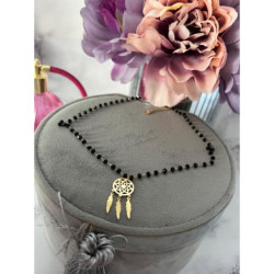 633 Naszyjnik różaniec KORALIKI ŁAPACZ SNÓW STAL