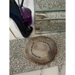 99 Bransoletka Koraliki różaniec KRZYŻYK STAL 316L