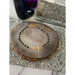 99 Bransoletka Koraliki różaniec KRZYŻYK STAL 316L