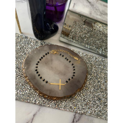 99 Bransoletka Koraliki różaniec KRZYŻYK STAL 316L