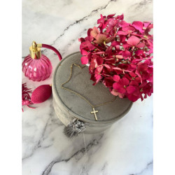 225 Złoty naszyjnik celebrytka KRZYŻ CYRKONIE STAL