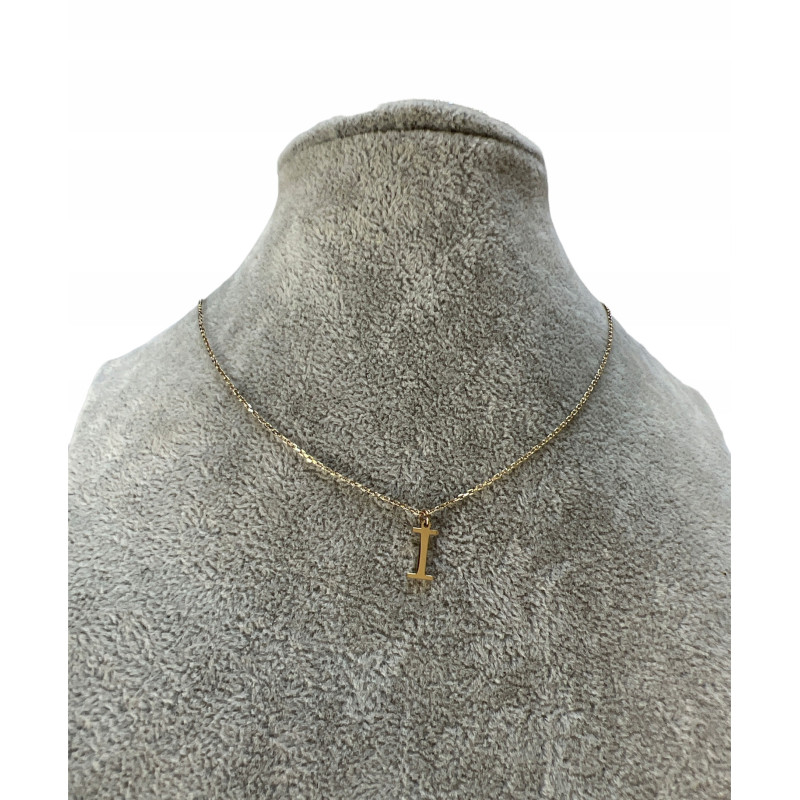 Złoty łańcuszek naszyjnik wisiorek LITERKA I stal