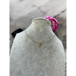 Złoty łańcuszek naszyjnik wisiorek LITERKA I stal