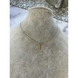 Złoty łańcuszek naszyjnik wisiorek LITERKA I stal