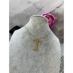 Złoty łańcuszek naszyjnik wisiorek LITERKA T Aisad