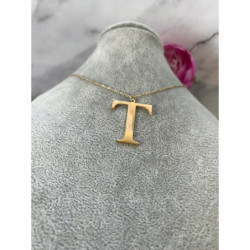 Złoty łańcuszek naszyjnik wisiorek LITERKA T SY
