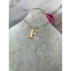Złoty łańcuszek wisiorek LITERKA F BLUEBERRY STAL
