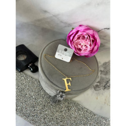 Złoty łańcuszek wisiorek LITERKA F BLUEBERRY STAL