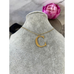 Złoty łańcuszek wisiorek LITERKA C BLUEBERRY STAL