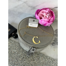 Złoty łańcuszek wisiorek LITERKA C BLUEBERRY STAL