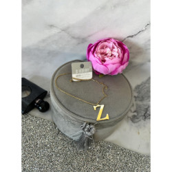 Złoty łańcuszek wisiorek LITERKA Z BLUEBERRY STAL