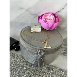 Złoty łańcuszek wisiorek LITERKA Z BLUEBERRY STAL