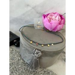 950 Naszyjnik Moon River koraliki GWIAZDKI STAL