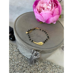 1165 Bransoletka różaniec SKRZYDŁO KORALIKI STAL